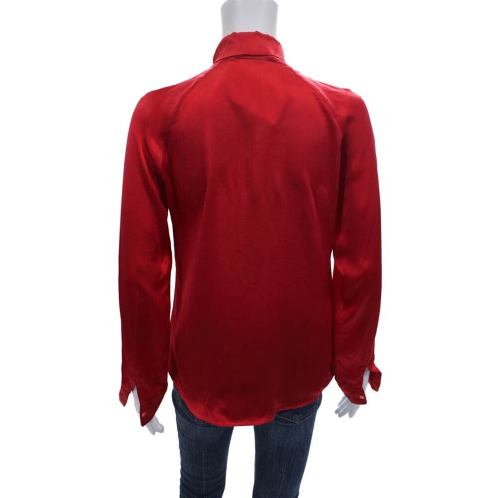 Max Mara Womens Red High Neck Long Sleeve Blouse Pullover Size S - Picture 3 of 4